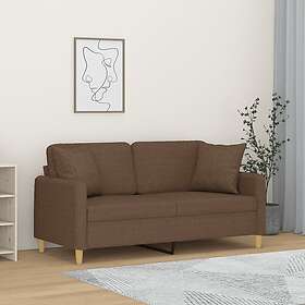 vidaXL 2-sits soffa med prydnadskuddar brun 140 cm tyg 3200912