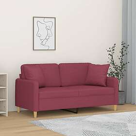 vidaXL 2-places soffa med prydnadskuddar vinröd 140 cm tyg 3200915