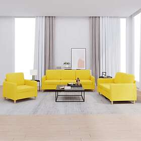 vidaXL Soffgrupp med dynor 3 delar Ljusgul tyg 3202059