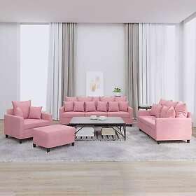 vidaXL Soffgrupp med dynor 4 delar rosa sammet 3201693