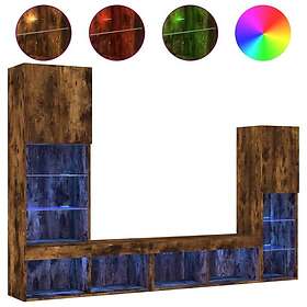 vidaXL TV Stand 4 delar LED rökfärgad ek konstruerat trä 3216658