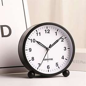 24.se Tyst Analog alarm Clock Rund Svart