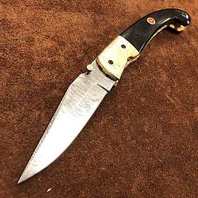 Unik Handgjord kniv och vacker damscus damaskus fällkniv jaktkniv