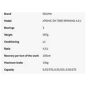 Okuma Atomic Sw Spinning Reel Silver 7000