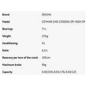 Okuma Ceymar Hd Spinning Reel Silver C5000XA