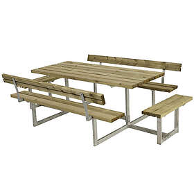 Plus Picknickbord Basic med Extra Sittplatser Tryckimpregnerat Trä BB-sæt m/2 ryglæn+2 påbygninger 185815-1