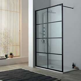 Lavabo Walk in duschvägg 120 cm, med mittstolpe, klarglas, matt svart profil