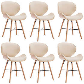 vidaXL Matstolar 6 st gräddvit konstläder och böjträ 279504