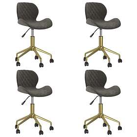 vidaXL Snurrbara matstolar 4 st mörkgrå sammet 3088433