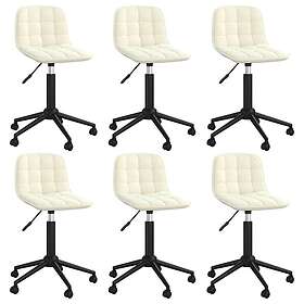 vidaXL Snurrbara matstolar 6 st gräddvit sammet 3086887