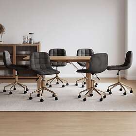 vidaXL Snurrbara matstolar 6 st mörkgrå sammet 3087377