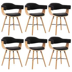 vidaXL Matstolar 6 st svart konstläder och böjträ 279494