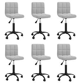 vidaXL Snurrbara matstolar 6 st ljusgrå sammet 3087585