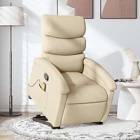 vidaXL Massagefåtölj med uppresningshjälp gräddvit tyg 3203999