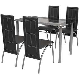 vidaXL Matbord och stolar 5 delar svart 242912
