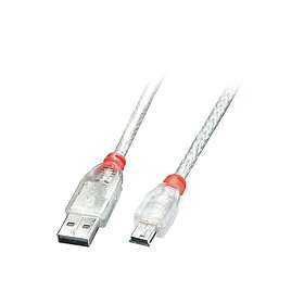 Lindy 41783 USB-kabel 2 m USB 2.0 USB A Mini-USB B Transparent