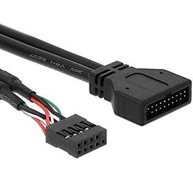 DeLock USB-internkabel 9-stifts USB-överdel till 19-stifts USB 3,0-kontakt 30 cm