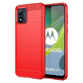 Skalo Motorola Moto E13 4G Armor Carbon Stöttåligt TPU-skal Röd