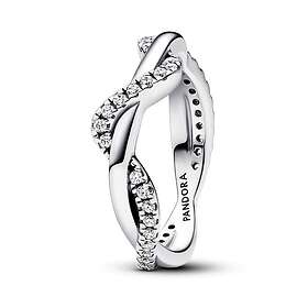 Pandora Timeless stackable Sparkling Intertwined Wave Ring Sterling silver 193098C01-54