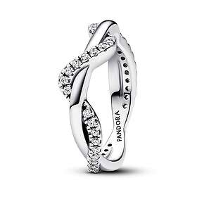 Pandora Timeless stackable Sparkling Intertwined Wave Ring Sterling silver 193098C01-52