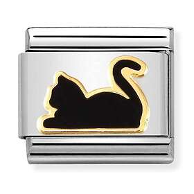Nomination Classic Gold Black cat lying down berlock 030272/80