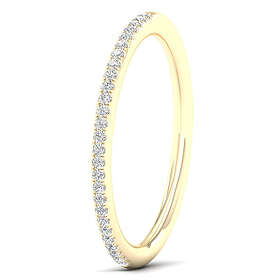 Lykka Elegance tunn halvallians diamantring i gulguld 0,08 ct -170