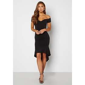 John Zack Glitter Off Shoulder Frill High Low Dress