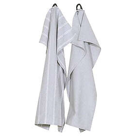 Recycled by Wille Agda Kökshandduk Ljusgrå/Vit 2-pack