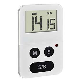 Tfa Dostmann Digital timer med stoppur, 38,2047.02, enkel tidsomställning, stora knappar, magnetiska, vit