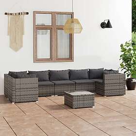 vidaXL Loungegrupp för trädgården med dynor 8 delar konstrotting grå 3101965