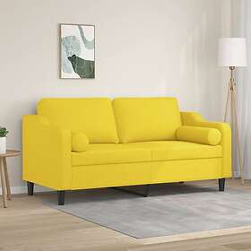 vidaXL 2-sits soffa med prydnadskuddar ljusgul 140 cm tyg 3200850
