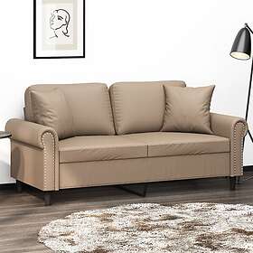 vidaXL 2-sits soffa med prydnadskuddar cappuccino 140 cm konstläder 3200934