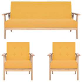 vidaXL Soffgrupp 3 delar tyg gul 279147