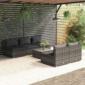 vidaXL Loungegrupp med dynor 6 delar konstrotting grå 3101453