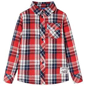 vidaXL Flanellskjorta för barn röd och marinblå 140 13173