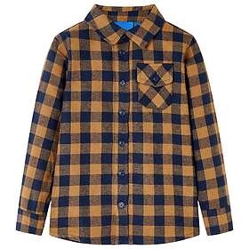 vidaXL Flanellskjorta för barn konjaksbrun och blå 104 12955