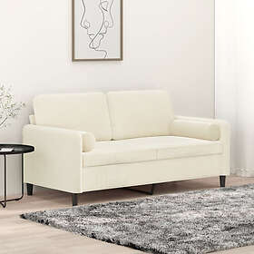 vidaXL 2-sitssoffa med prydnadskuddar gräddvit 140 cm sammet 3200889
