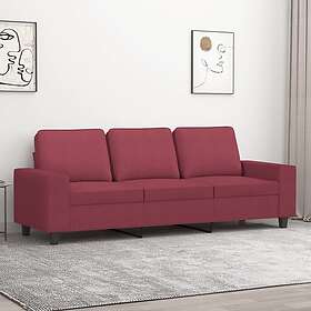 vidaXL 3-sæderssoffa vinröd 180 cm tyg 359405
