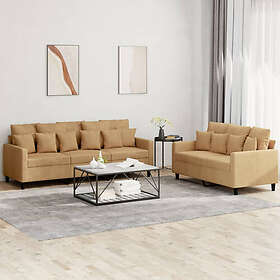 vidaXL Soffgrupp med dynor 2 delar brun sammet 3201727