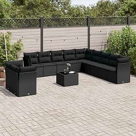 vidaXL Loungegrupp med dynor 12 delar svart konstrotting 3217885