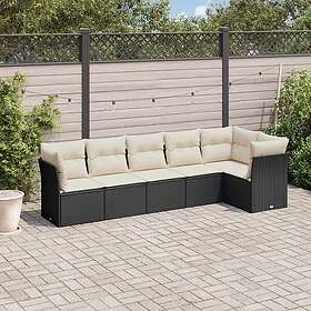 vidaXL Loungegrupp med dynor 6 delar svart konstrotting 3217656
