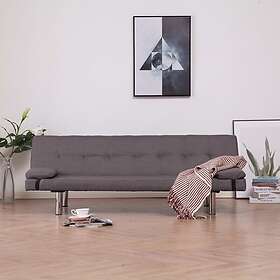 vidaXL Sovesofa med två kuddar taupe polyester 282192