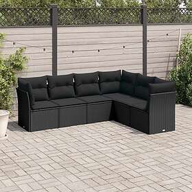 vidaXL Loungegrupp med dynor 6 delar svart konstrotting 3249514