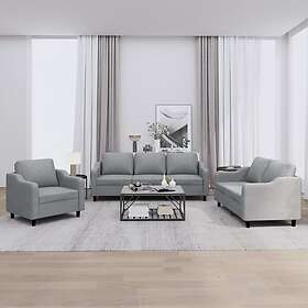 vidaXL Soffgrupp med dynor 3 delar Ljusgrå tyg 3201770