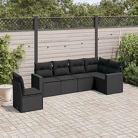 vidaXL Loungegrupp med dynor 6 delar svart konstrotting 3219015