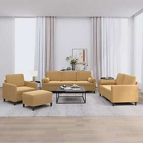 vidaXL Soffgrupp med kuddar 4 delar brun sammet 3201971