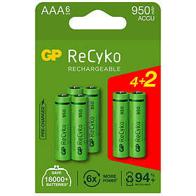 GP Batteries ReCyko AAA 950 mAh, 4+2-pack