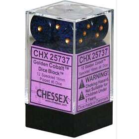 Chessex 12 Golden Cobalt 16mm d6 (CHX 25737)