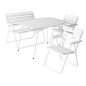 Varax Matgrupp Retro 403 med Bänk set bord 2st 305 stolar 302 bänk, vit 4403-3003