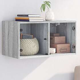 vidaXL Sidoskåp med glasdörrar grå sonoma 68,5x37x35 cm 836507